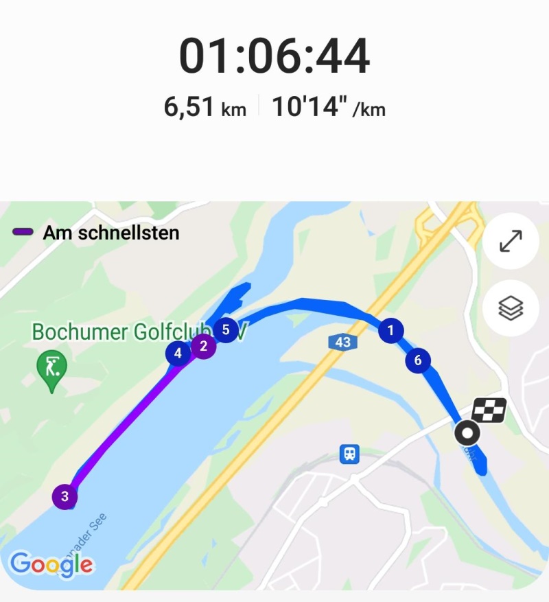 Drachenboottraining Witten - Bochum - Witten - 6,51 km über die Ruhr und dem Kemnader See